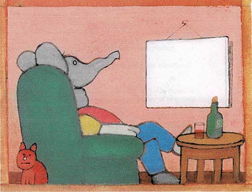 Olifant
voor het lege schilderij
